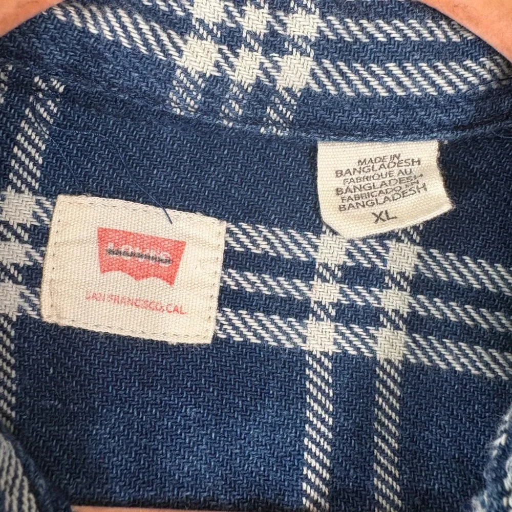 Levi's Flannel Shirt Mens XL Blue Plaid Button Down Long Sleeve Cotton Gorpcore